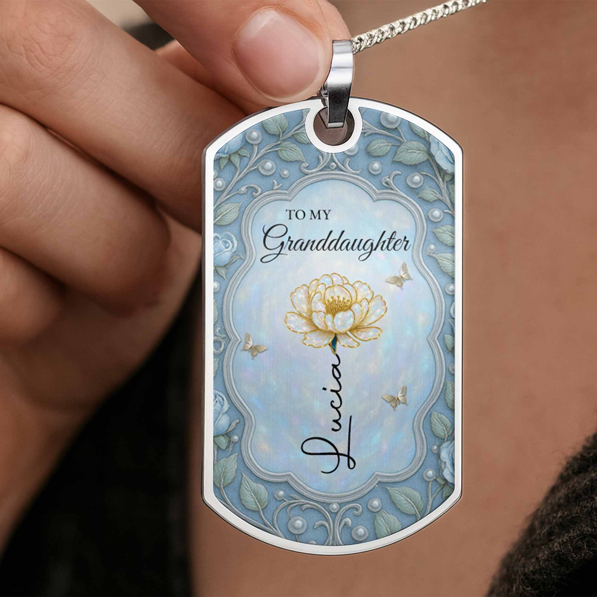 To My Granddaughter, A Reminder Of Love, Flower And Butterflies Tag