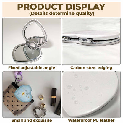 To My Granddaughter Daisy And Butterflies Heartfelt Message - Custom Heart Compact Mirror - GDT403_HCOM