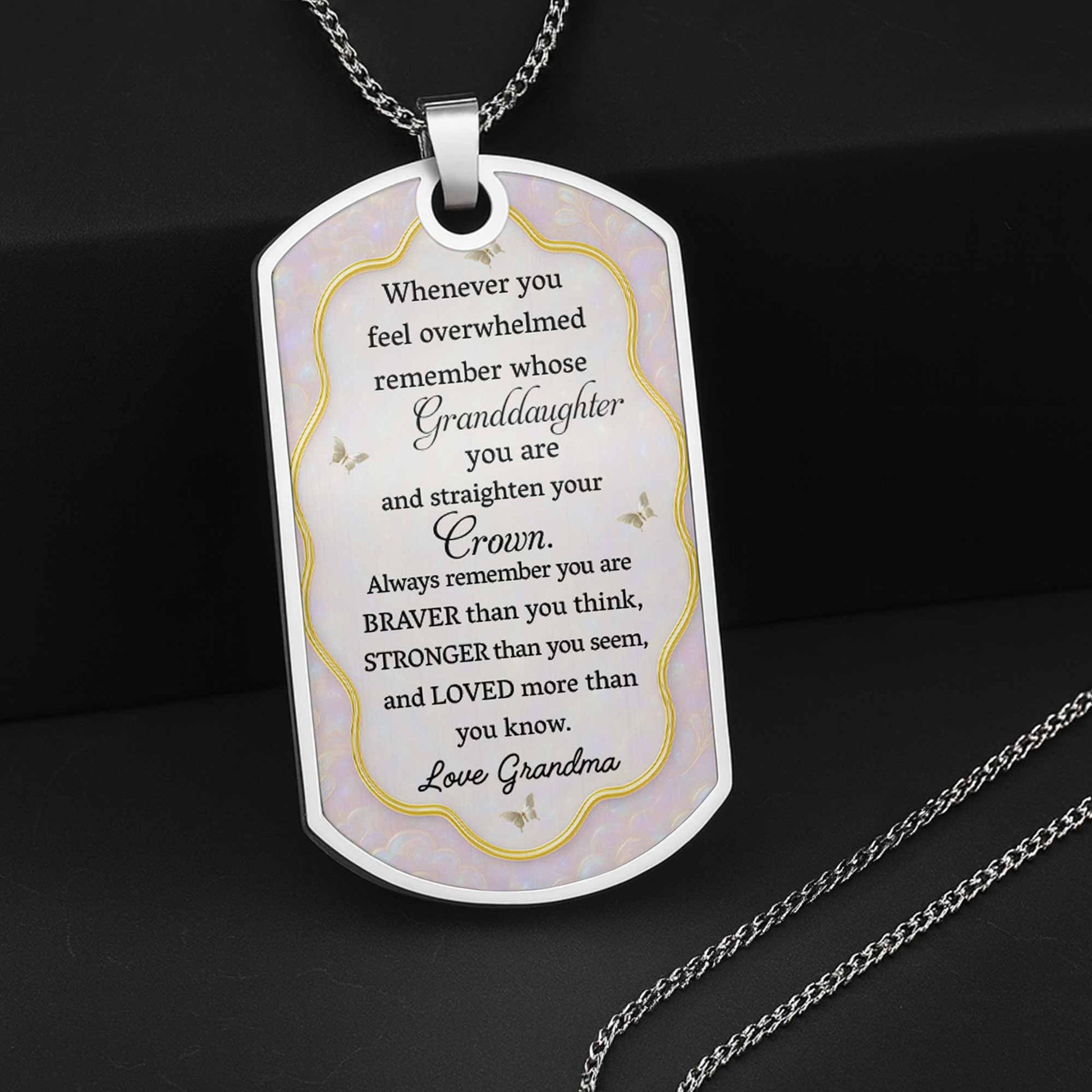 To My Granddaughter Flower And Butterflies Necklace