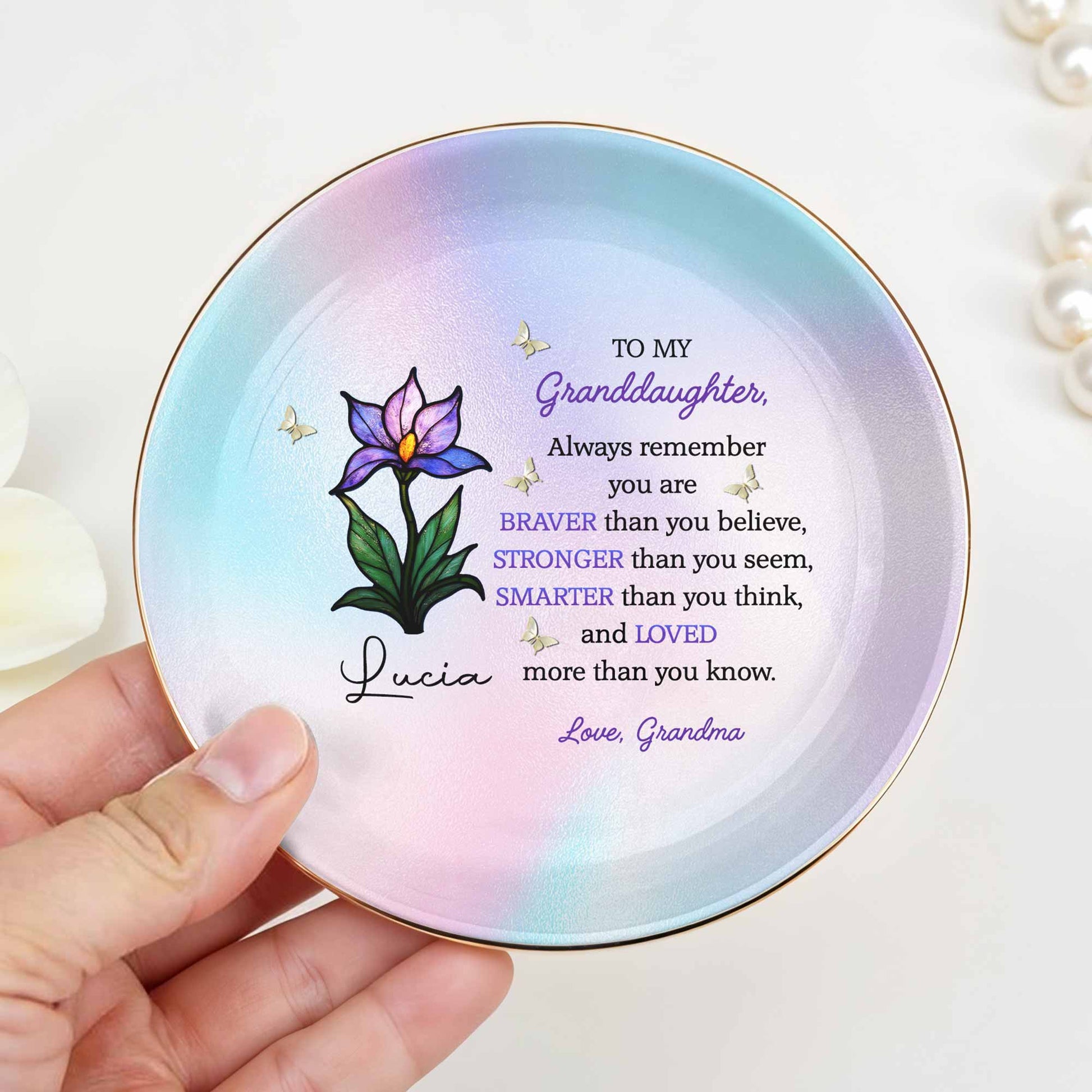 To My Granddaughter, Always Remember You Are Braver, Flower And Butterfly