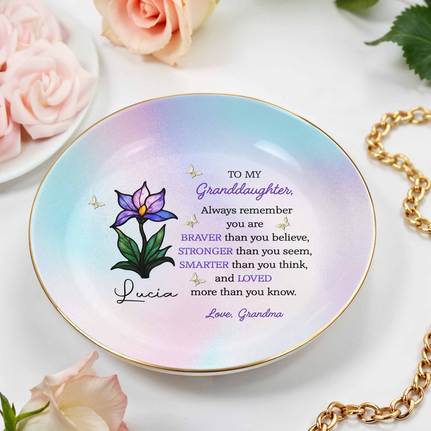 To My Granddaughter, Always Remember You Are Braver, Flower And Butterfly