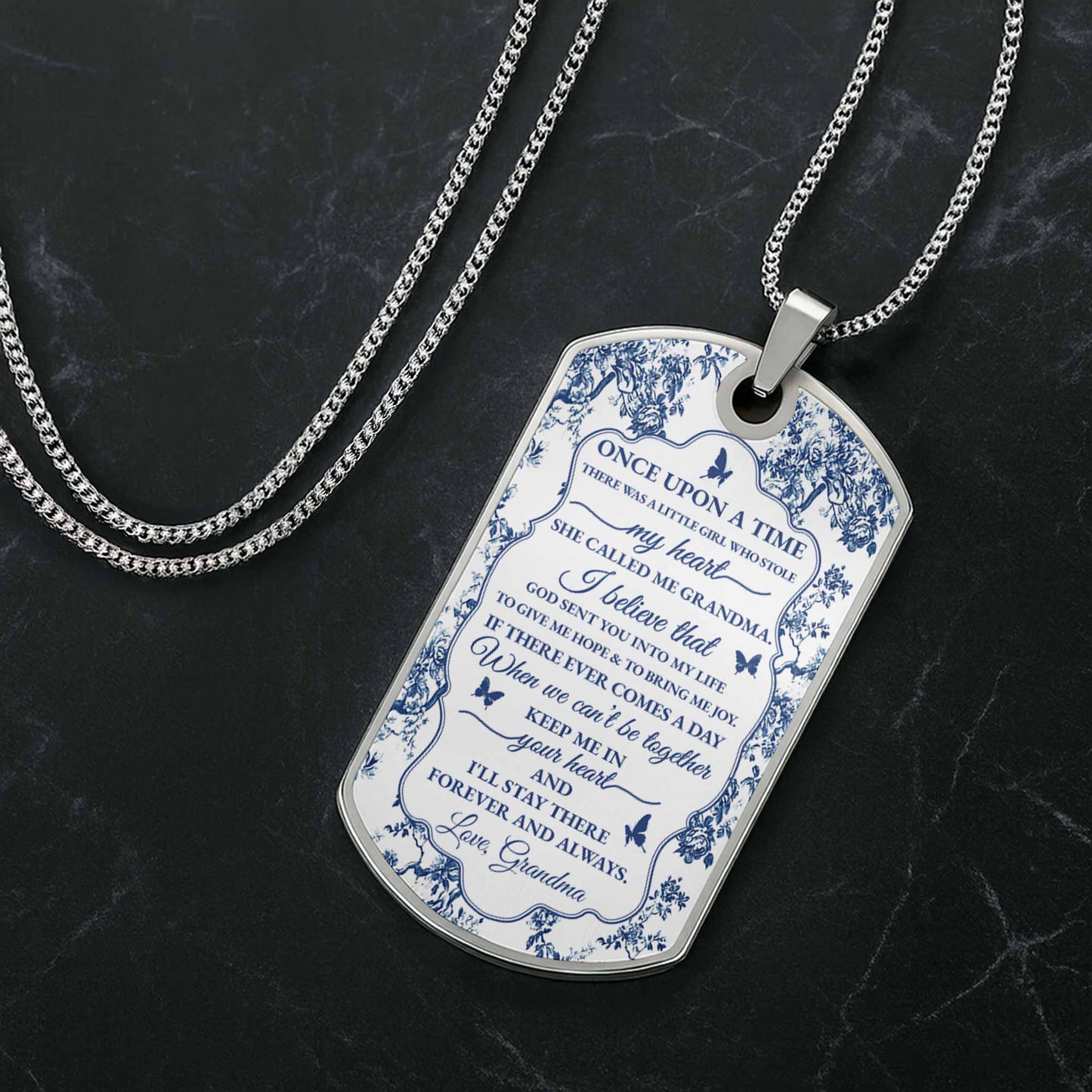 To My Granddaughter, Flowers And Butterflies Necklace