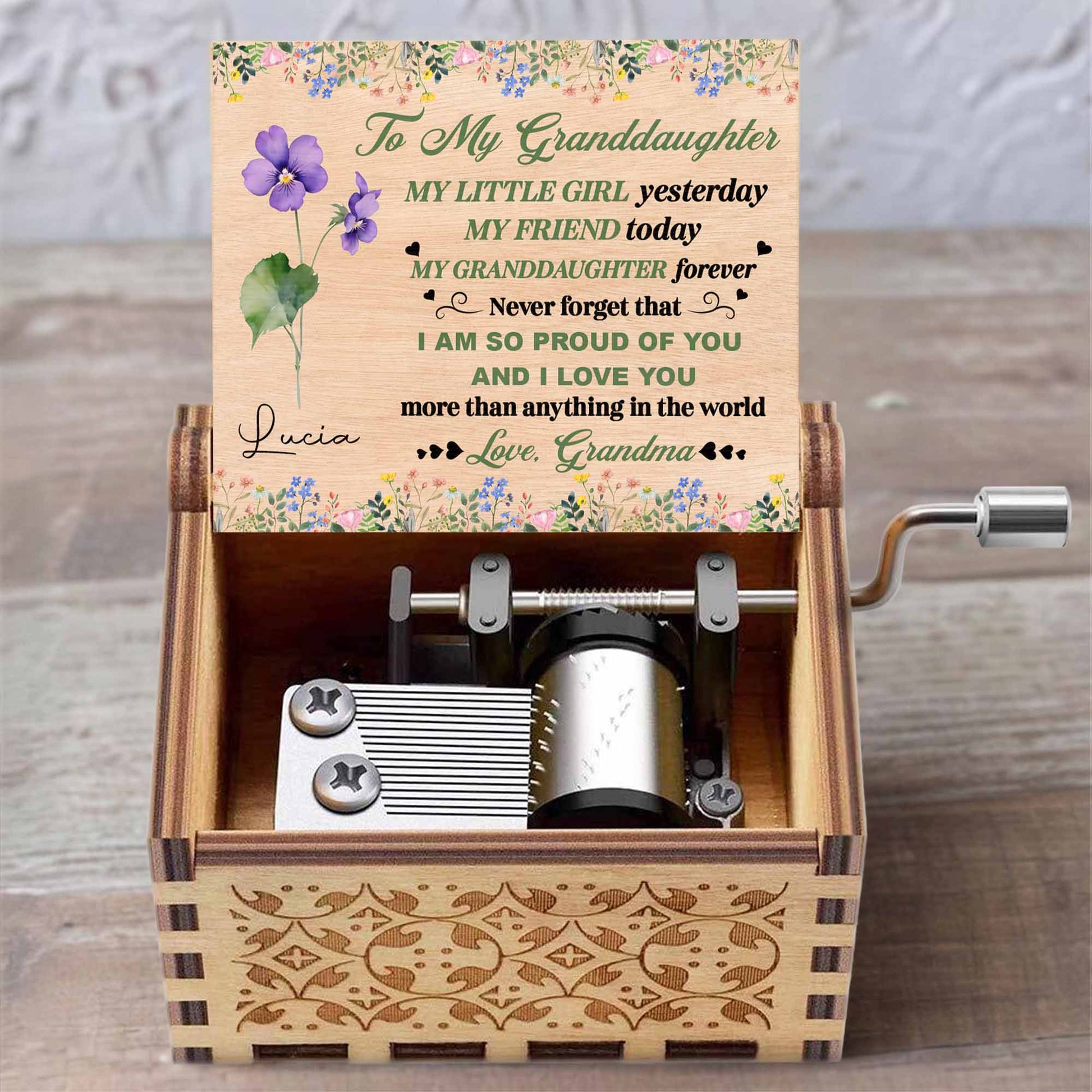 To My Granddaughter, Love Grandma, Flowers and Hearts
