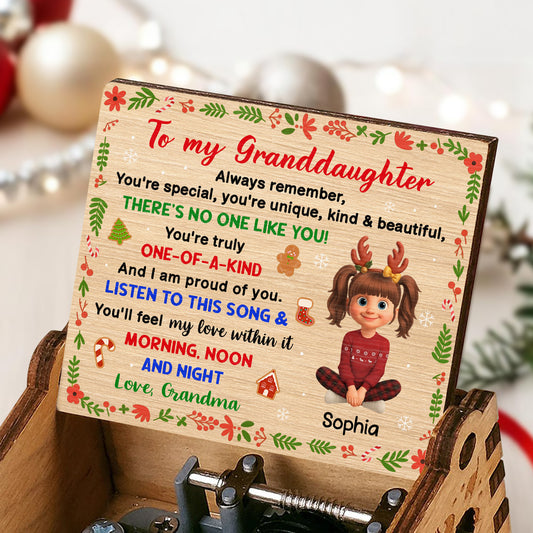 Always Remember, You're Special And Unique, Christmas Elements And Cartoon Girl - Custom Music Box With "We Wish You A Merry Christmas" Tune - GDT411_MZX