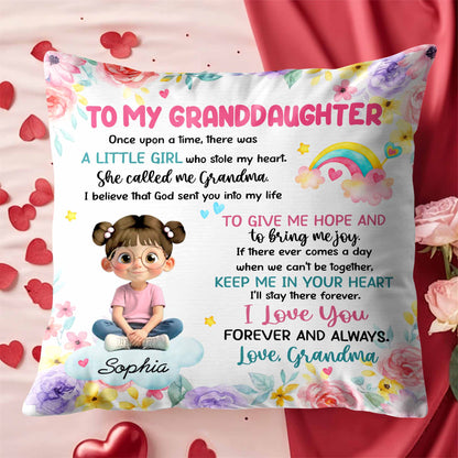 To My Granddaughter, Little Girl Who Stole My Heart - Personalized Custom Pillow, Insert Included - GDT413_PLW