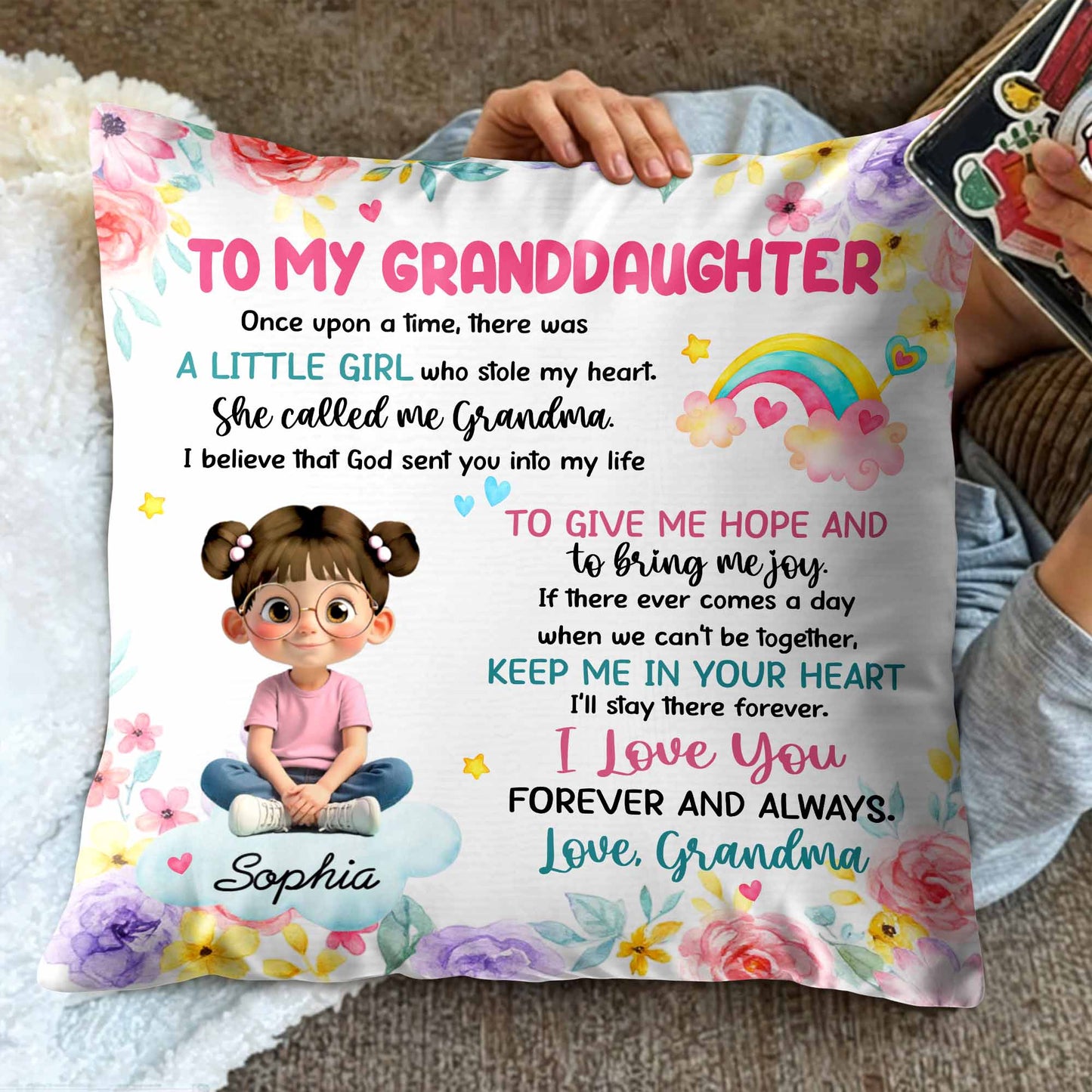 To My Granddaughter, Little Girl Who Stole My Heart - Personalized Custom Pillow, Insert Included - GDT413_PLW