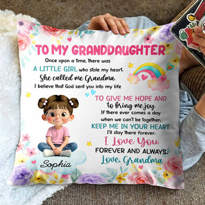 To My Granddaughter, Little Girl Who Stole My Heart - Personalized Custom Pillow, Insert Included - GDT413_PLW