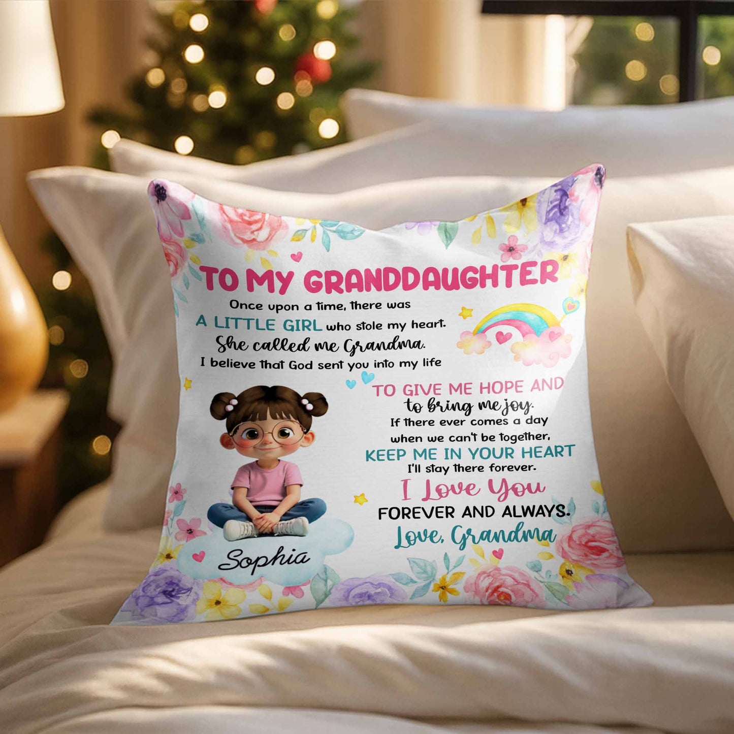 To My Granddaughter, Little Girl Who Stole My Heart - Personalized Custom Pillow, Insert Included - GDT413_PLW