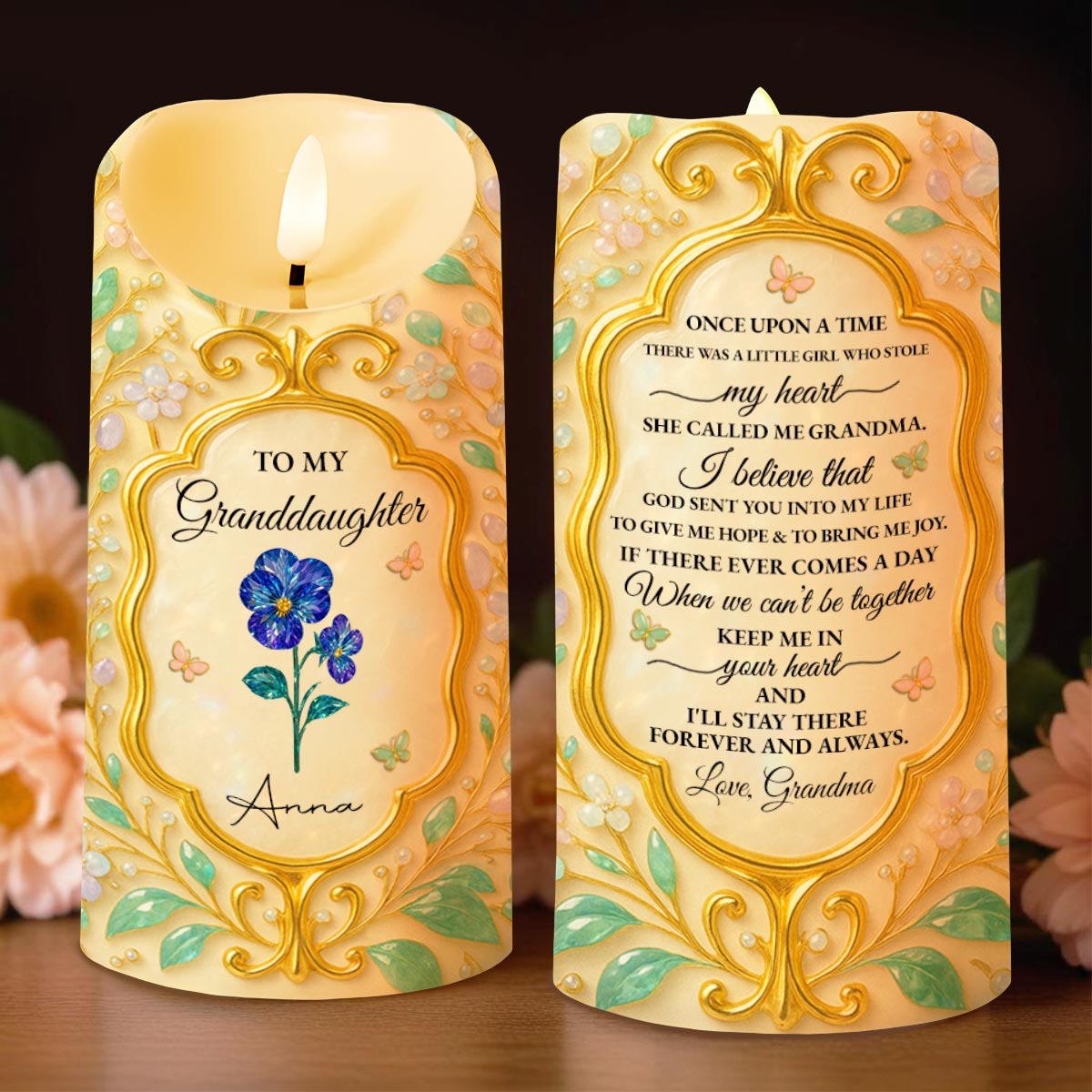 To My Granddaughter, Love Always, Flowers And Leaves Design