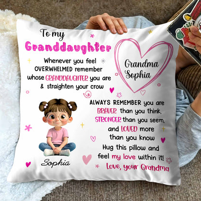 To My Granddaughter, Feel My Love, Heart and Cartoon Girl