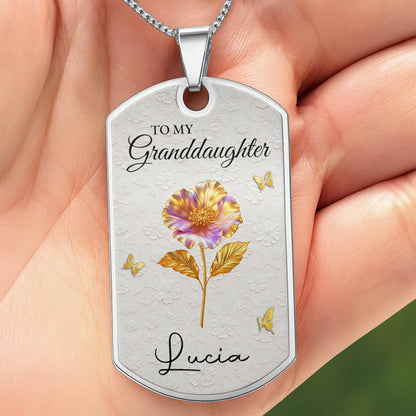 To My Granddaughter, Flower and Butterflies Necklace