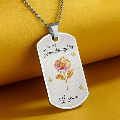 To My Granddaughter, Flower and Butterflies Necklace