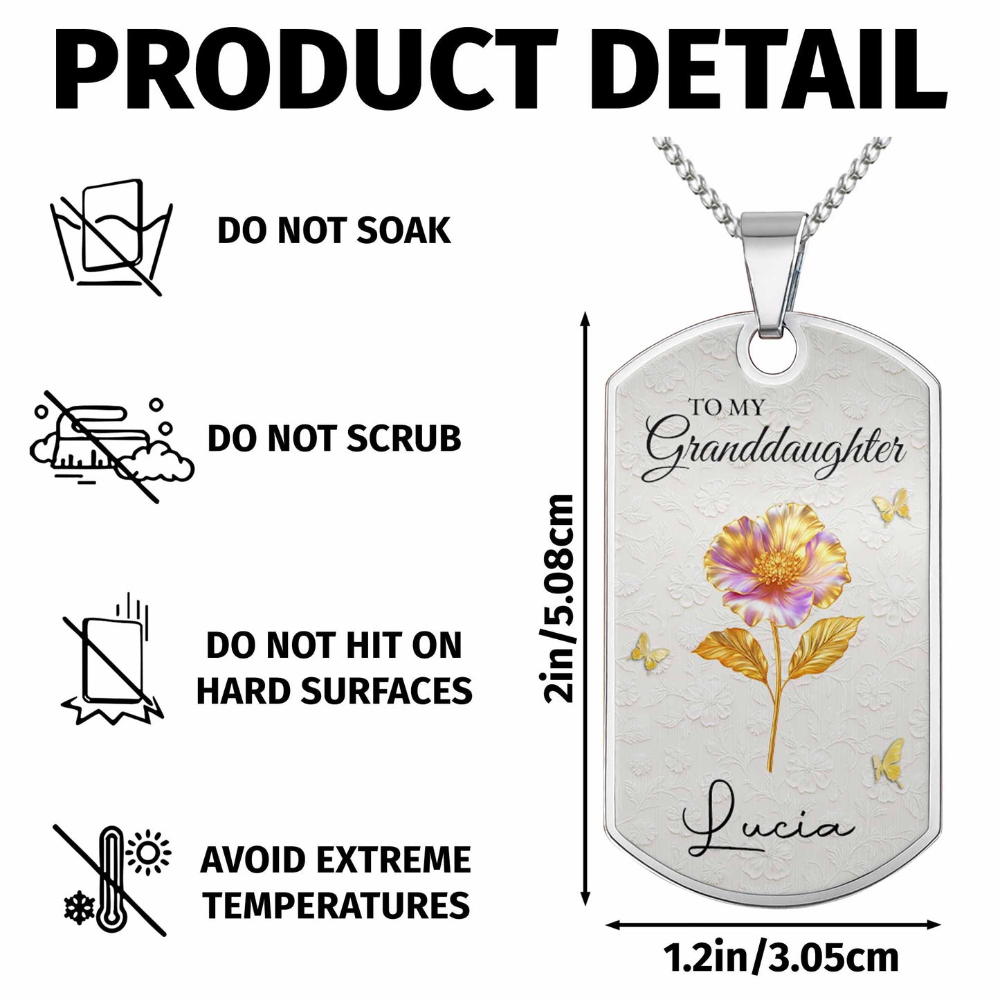 To My Granddaughter, Flower and Butterflies Necklace