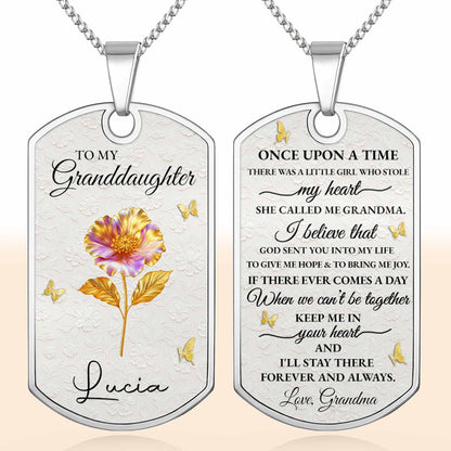 To My Granddaughter, Flower and Butterflies Necklace