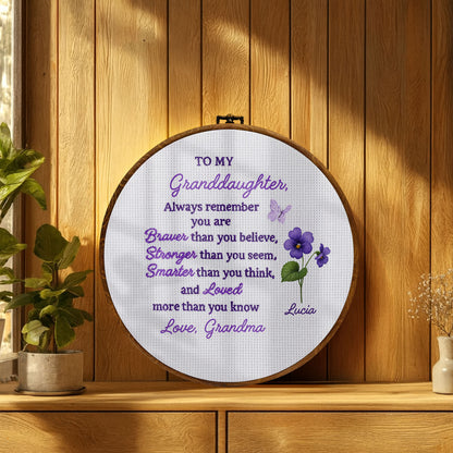 To My Granddaughter, Always Remember You Are Braver - Personalized Round Framed Wall Art - GDT430_RWART