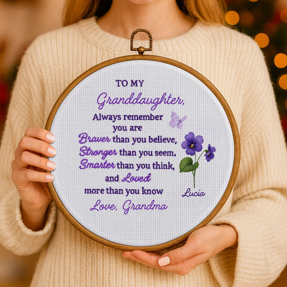 To My Granddaughter, Always Remember You Are Braver - Personalized Round Framed Wall Art - GDT430_RWART