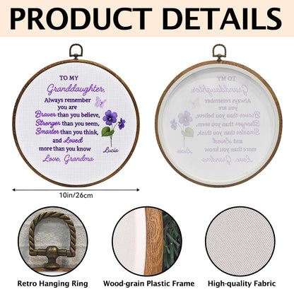 To My Granddaughter, Always Remember You Are Braver - Personalized Round Framed Wall Art - GDT430_RWART