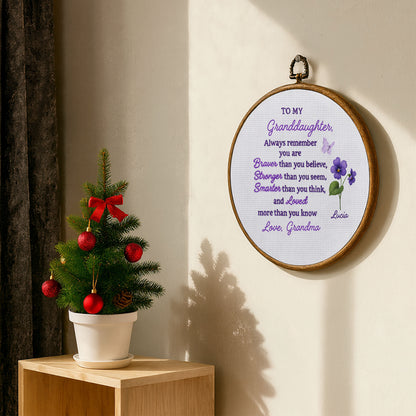 To My Granddaughter, Always Remember You Are Braver - Personalized Round Framed Wall Art - GDT430_RWART