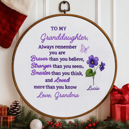 To My Granddaughter, Always Remember You Are Braver - Personalized Round Framed Wall Art - GDT430_RWART