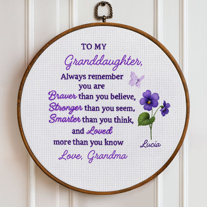 To My Granddaughter, Always Remember You Are Braver - Personalized Round Framed Wall Art - GDT430_RWART