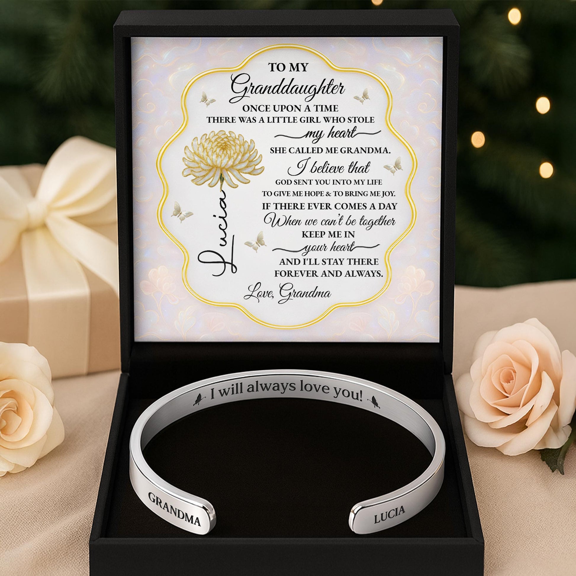 To My Granddaughter, Rose Message Card