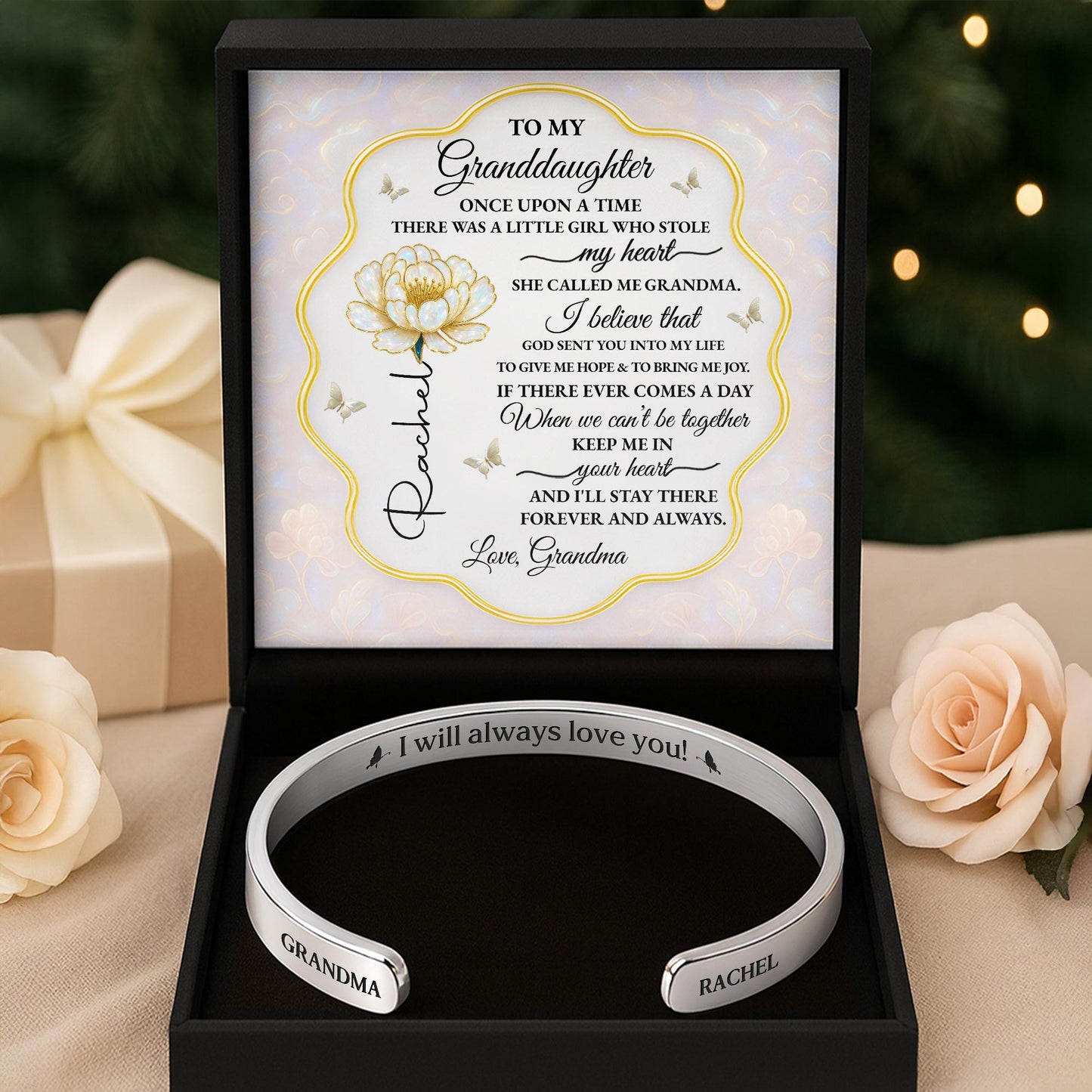 To My Granddaughter, Rose Message Card