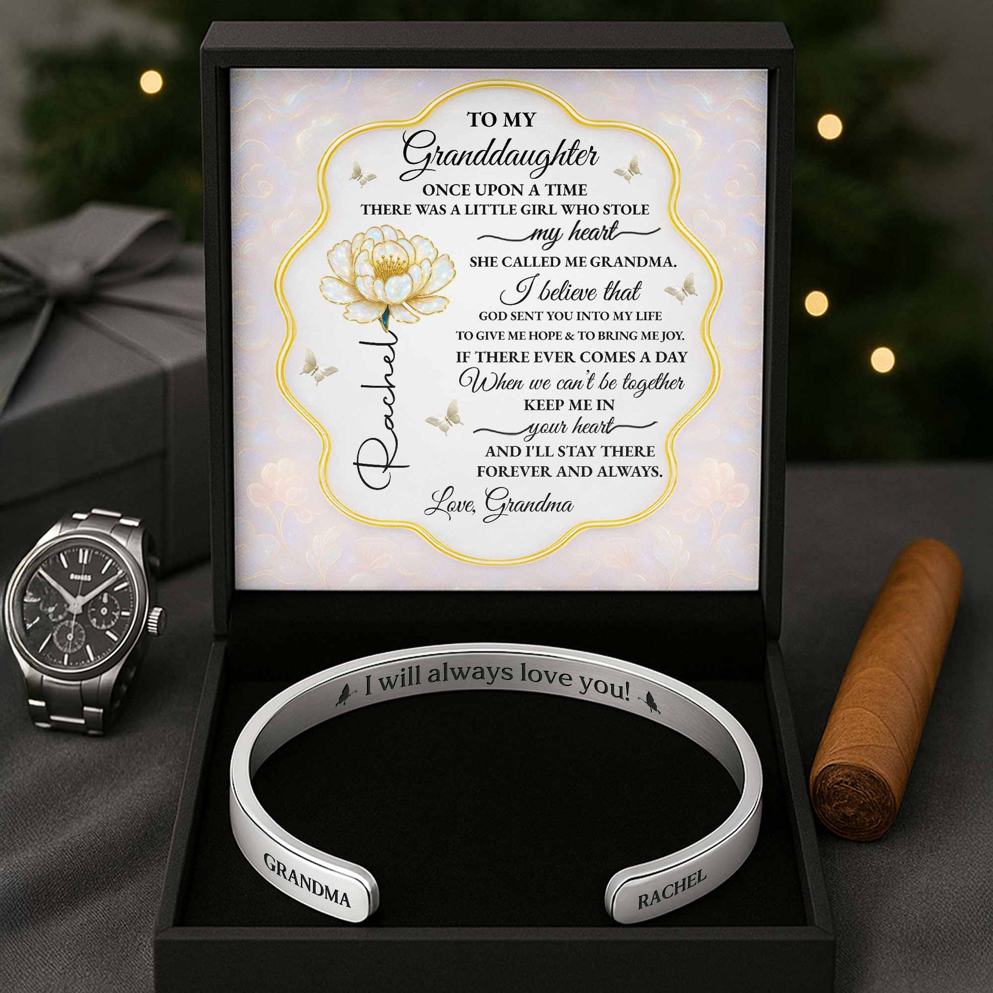 To My Granddaughter, Rose Message Card