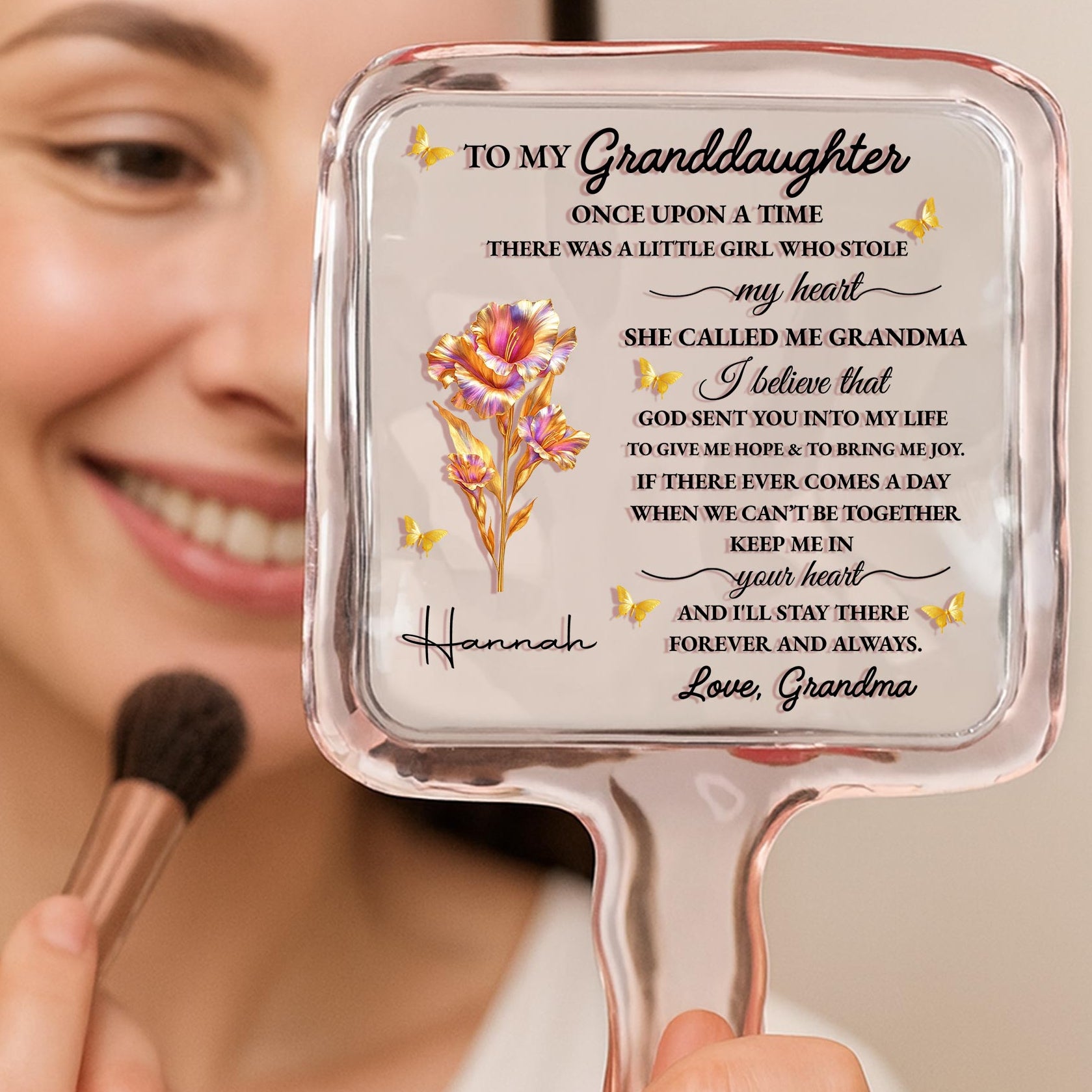 To My Granddaughter, Love Grandma, Flowers And Butterflies