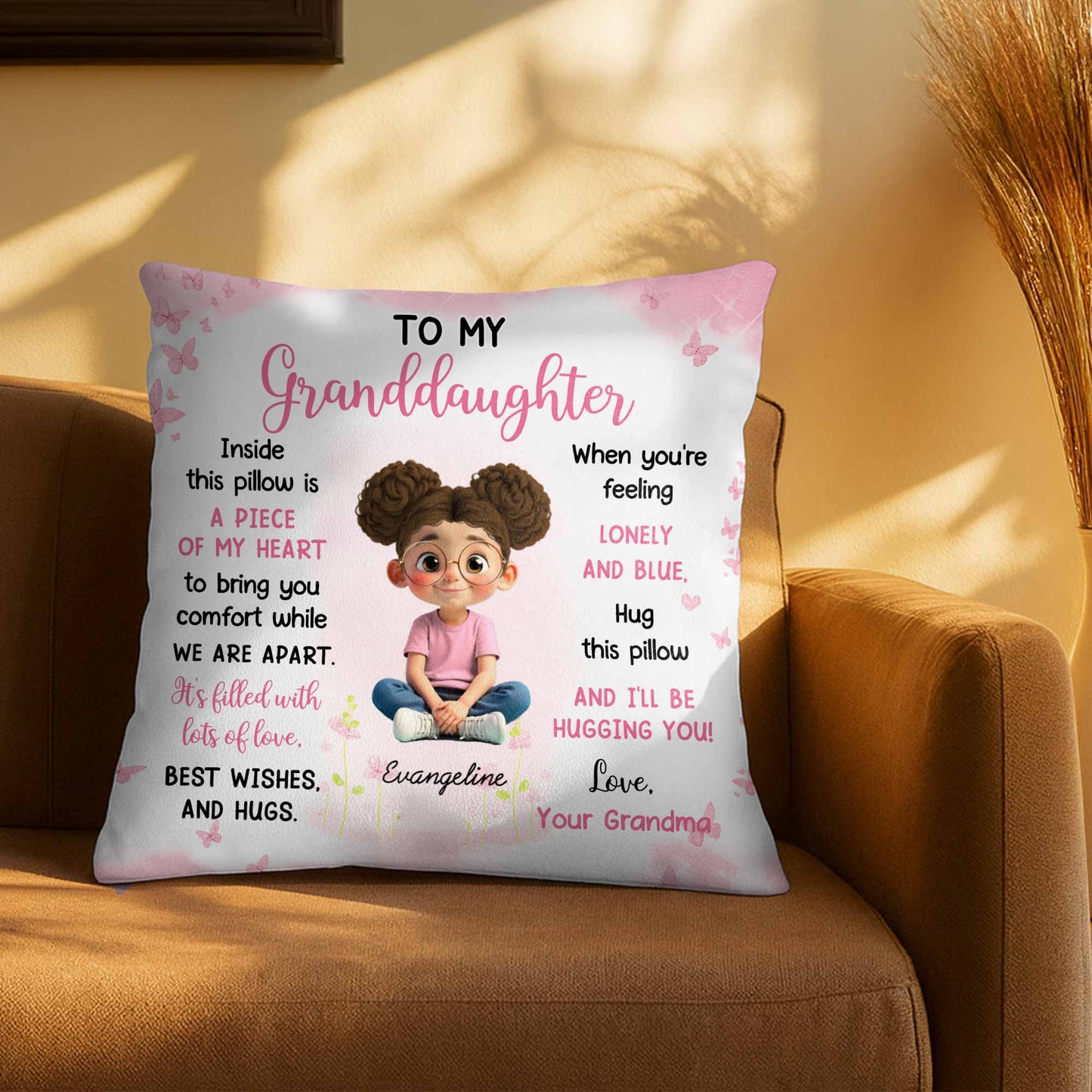 Piece Of My Heart Comfort Pillow With Girl And Hearts - Personalized Custom Pillow, Insert Included - GDT435_PLW