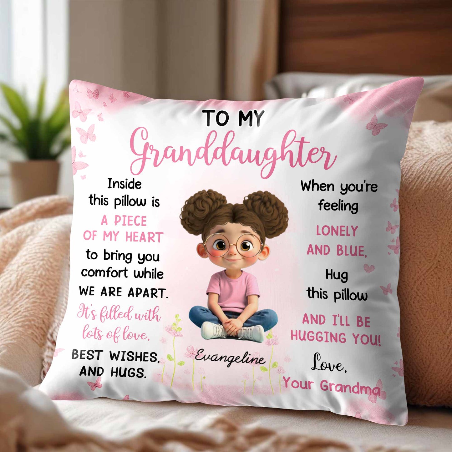 Piece Of My Heart Comfort Pillow With Girl And Hearts - Personalized Custom Pillow, Insert Included - GDT435_PLW