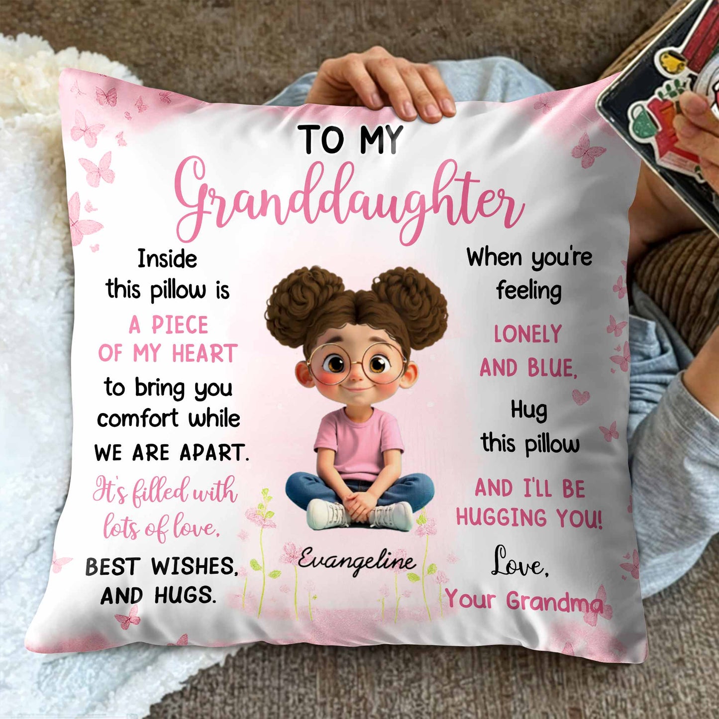 Piece Of My Heart Comfort Pillow With Girl And Hearts - Personalized Custom Pillow, Insert Included - GDT435_PLW