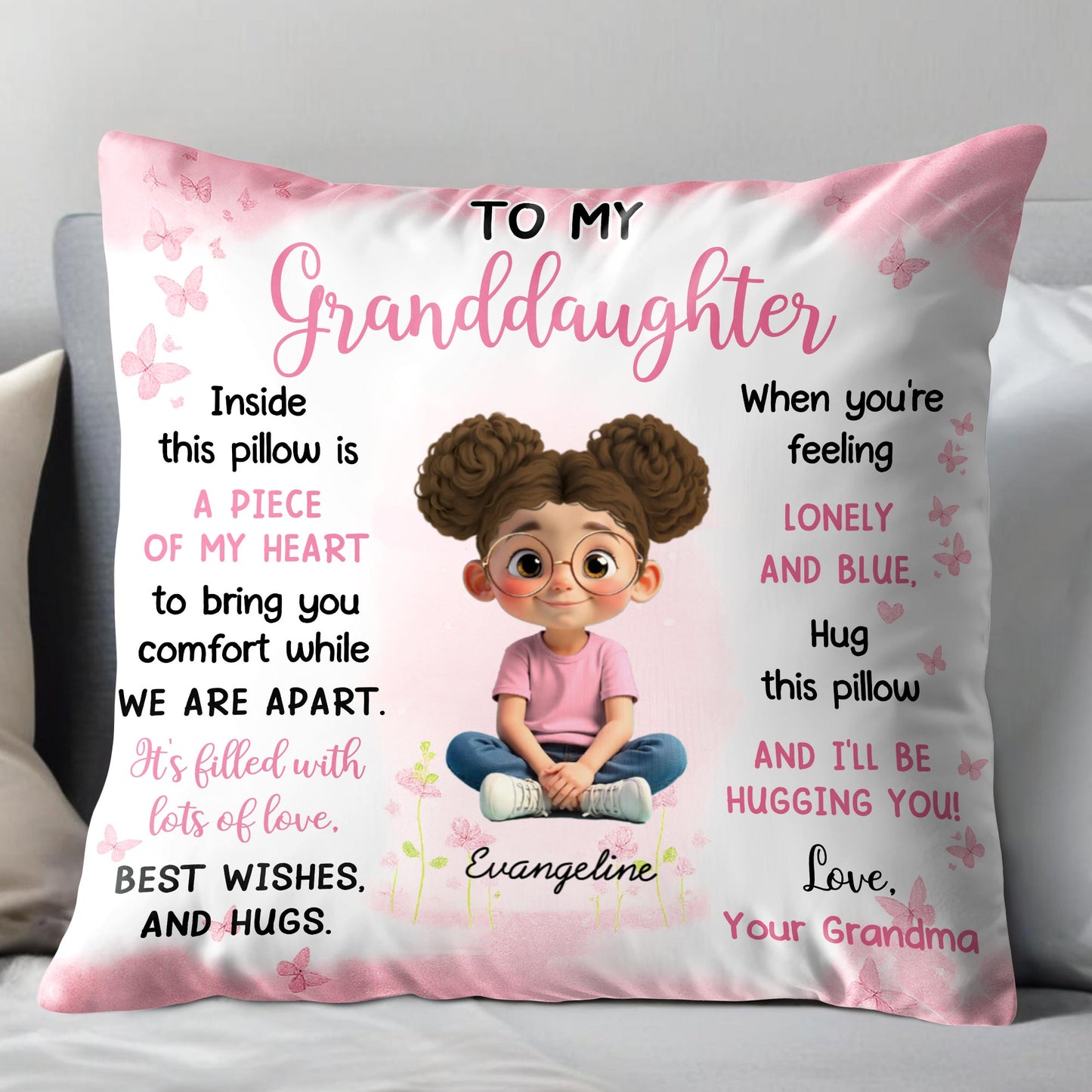 Piece Of My Heart Comfort Pillow With Girl And Hearts