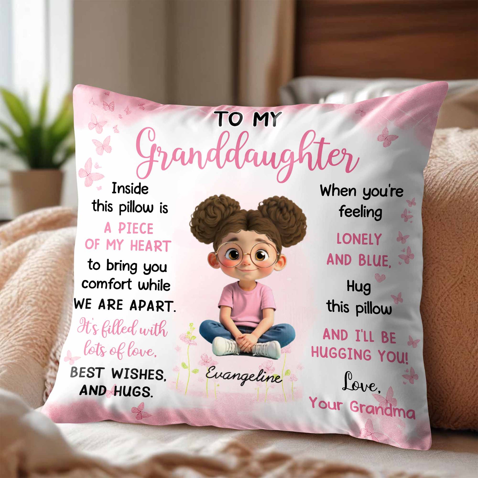 Piece Of My Heart Comfort Pillow With Girl And Hearts
