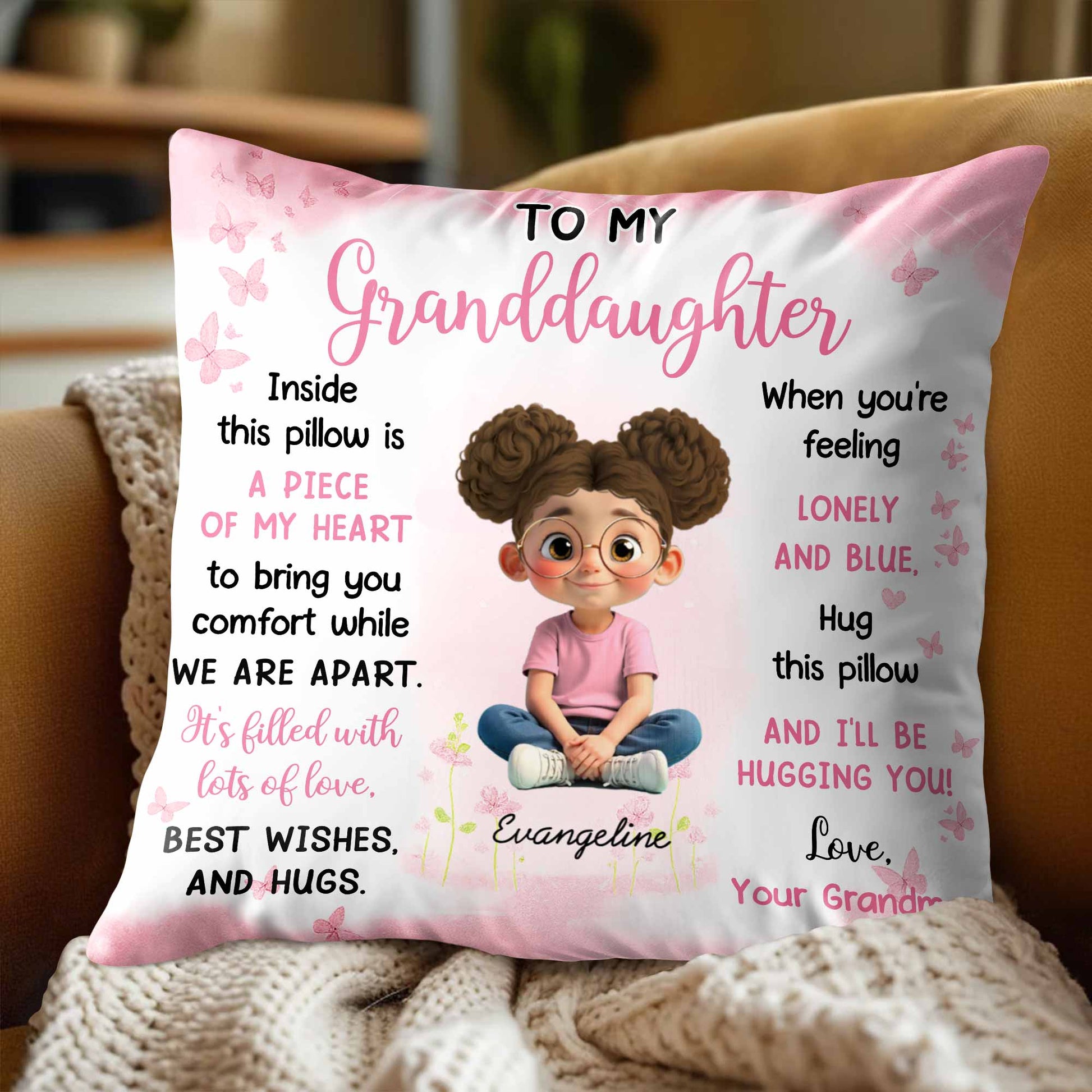 Piece Of My Heart Comfort Pillow With Girl And Hearts