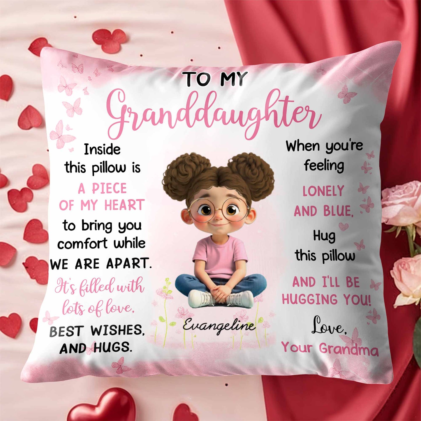 Piece Of My Heart Comfort Pillow With Girl And Hearts
