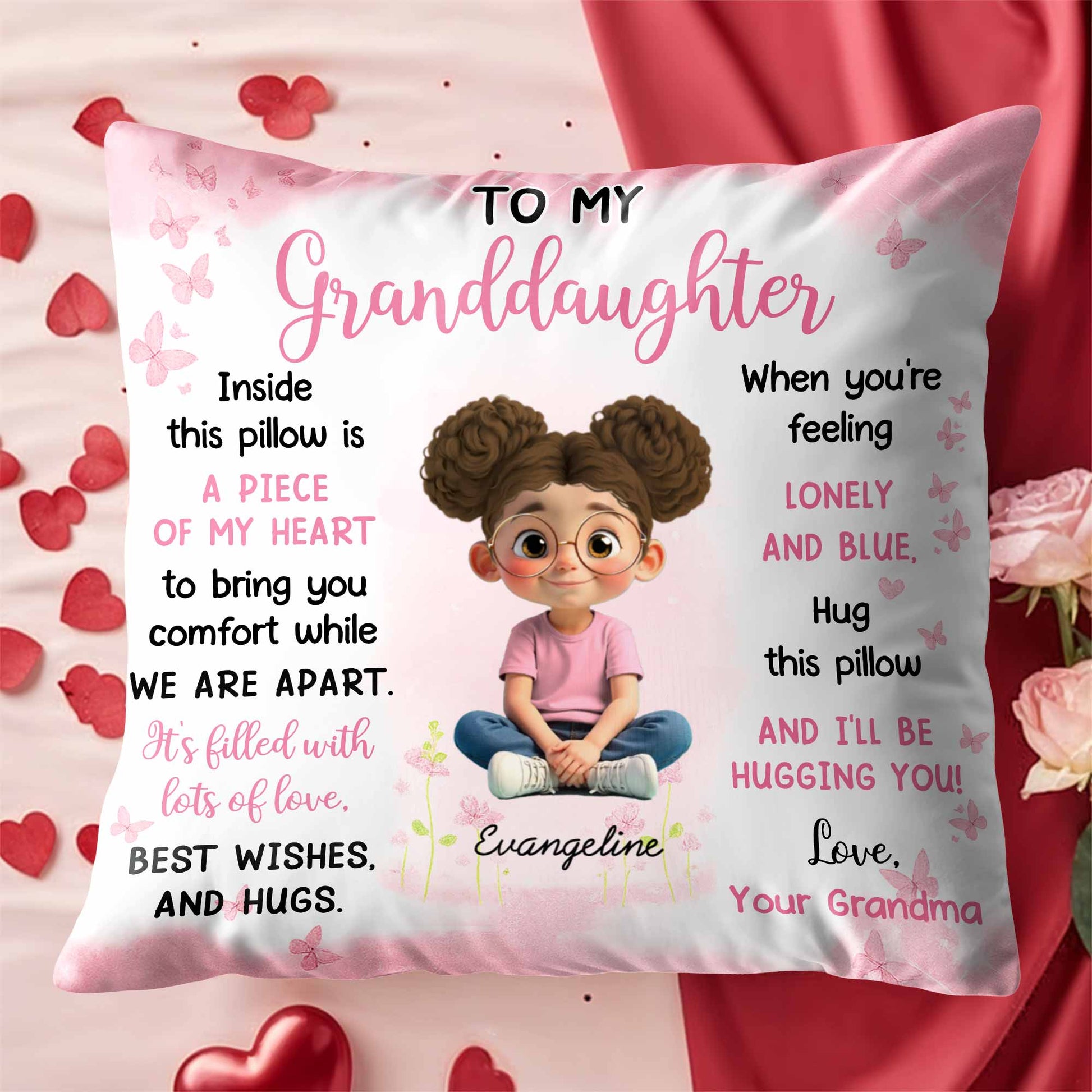 Piece Of My Heart Comfort Pillow With Girl And Hearts