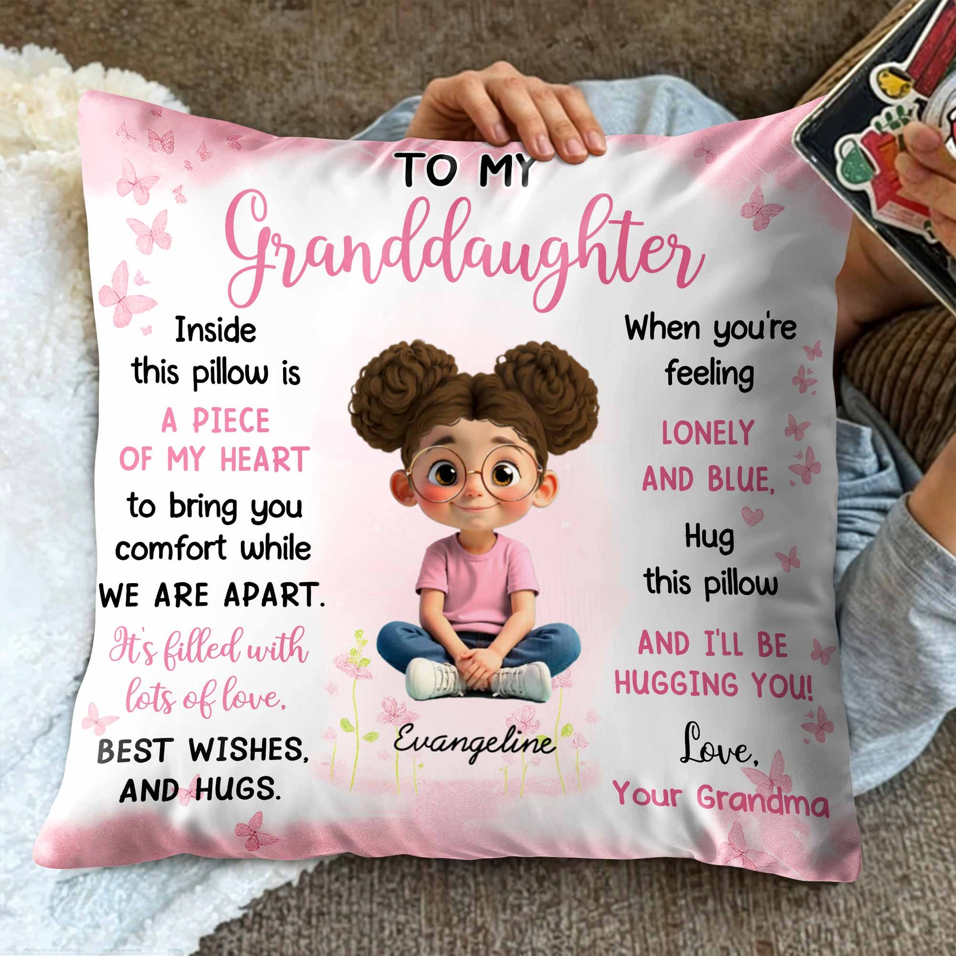 Piece Of My Heart Comfort Pillow With Girl And Hearts