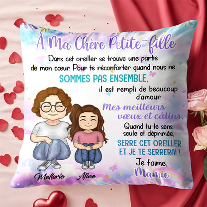 À Ma Chère Petite-Fille, Pillow With Grandmother And Granddaughter