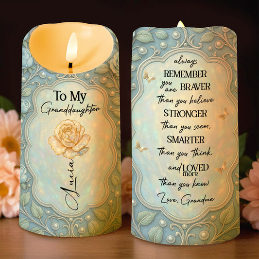To My Granddaughter, Rose And Butterfly LED Candle