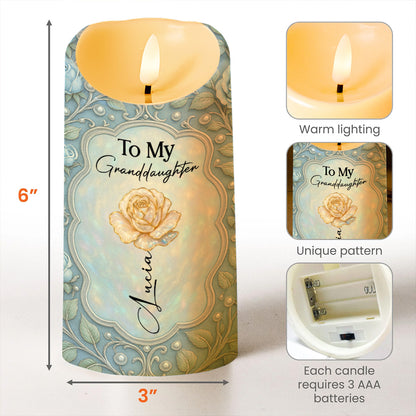 To My Granddaughter, Rose And Butterfly LED Candle