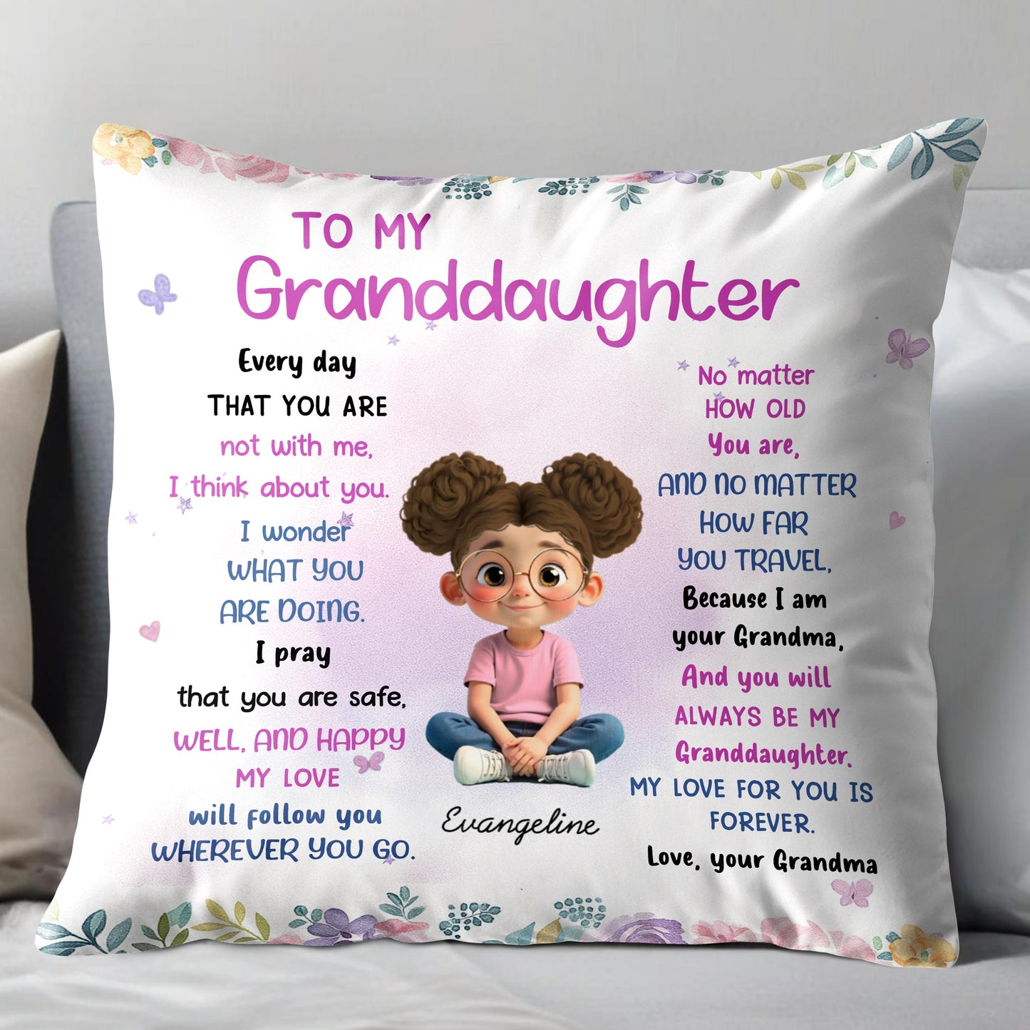 To My Granddaughter, Love Will Follow You Wherever You Go - Personalized Custom Pillow, Insert Included - GDT445_PLW