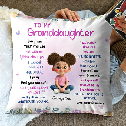 To My Granddaughter, Love Will Follow You Wherever You Go - Personalized Custom Pillow, Insert Included - GDT445_PLW