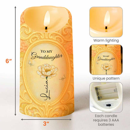 To My Granddaughter, A Keepsake Candle With Flower And Butterfly