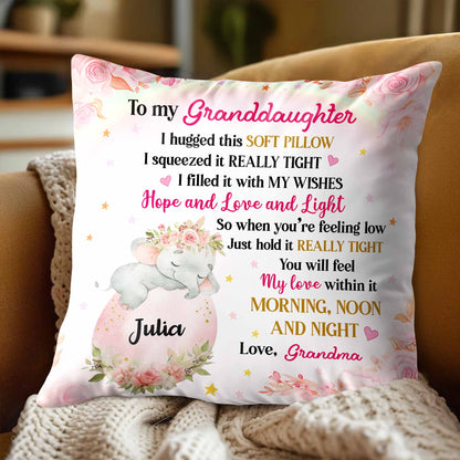 To My Granddaughter, Unicorn And Flowers Pillow - Personalized Custom Pillow, Insert Included - GDT449_PLW