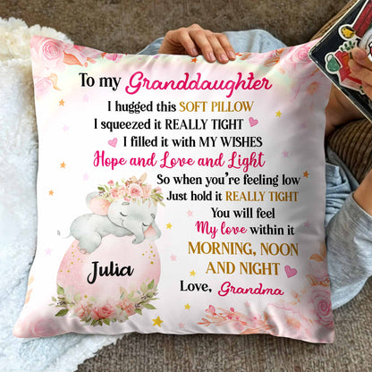 To My Granddaughter, Unicorn And Flowers Pillow - Personalized Custom Pillow, Insert Included - GDT449_PLW