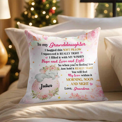 To My Granddaughter, Unicorn And Flowers Pillow - Personalized Custom Pillow, Insert Included - GDT449_PLW