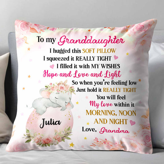 To My Granddaughter, Unicorn And Flowers Pillow - Personalized Custom Pillow, Insert Included - GDT449_PLW