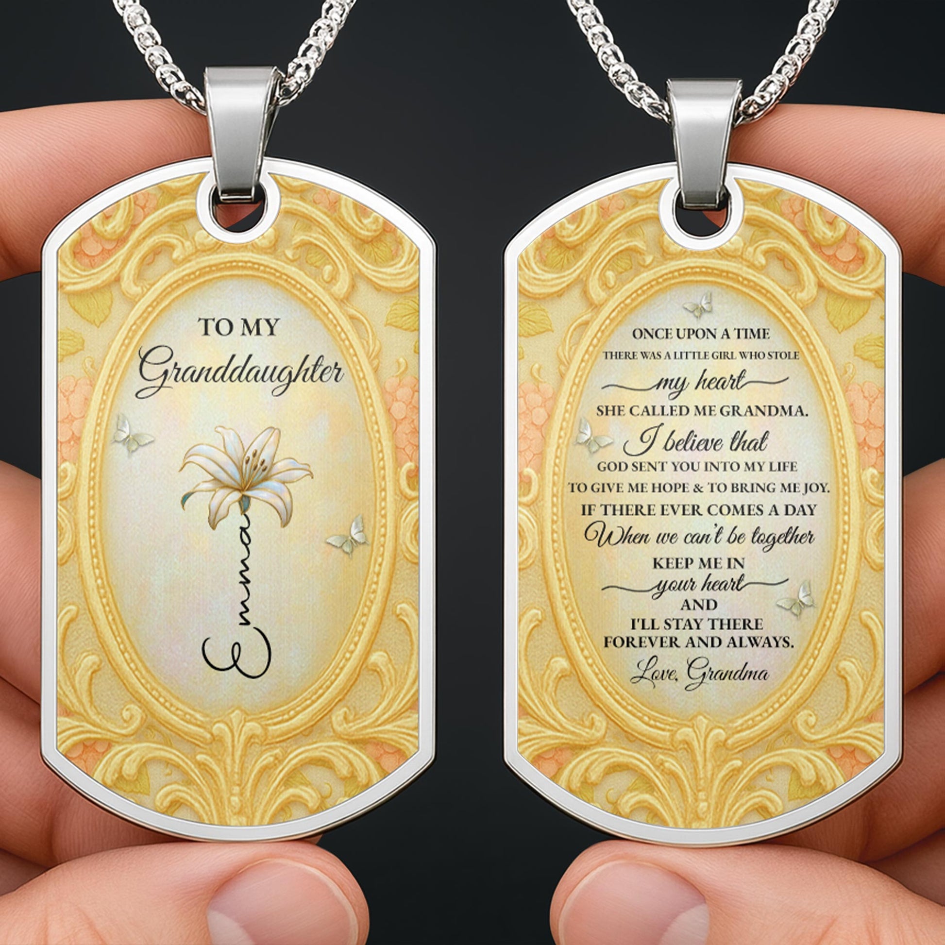 To My Granddaughter, Vintage Frame and Flower Design
