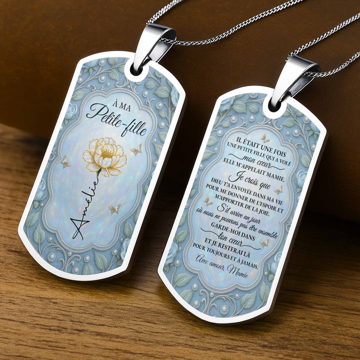 To My Beloved Granddaughter Flower Design Necklace