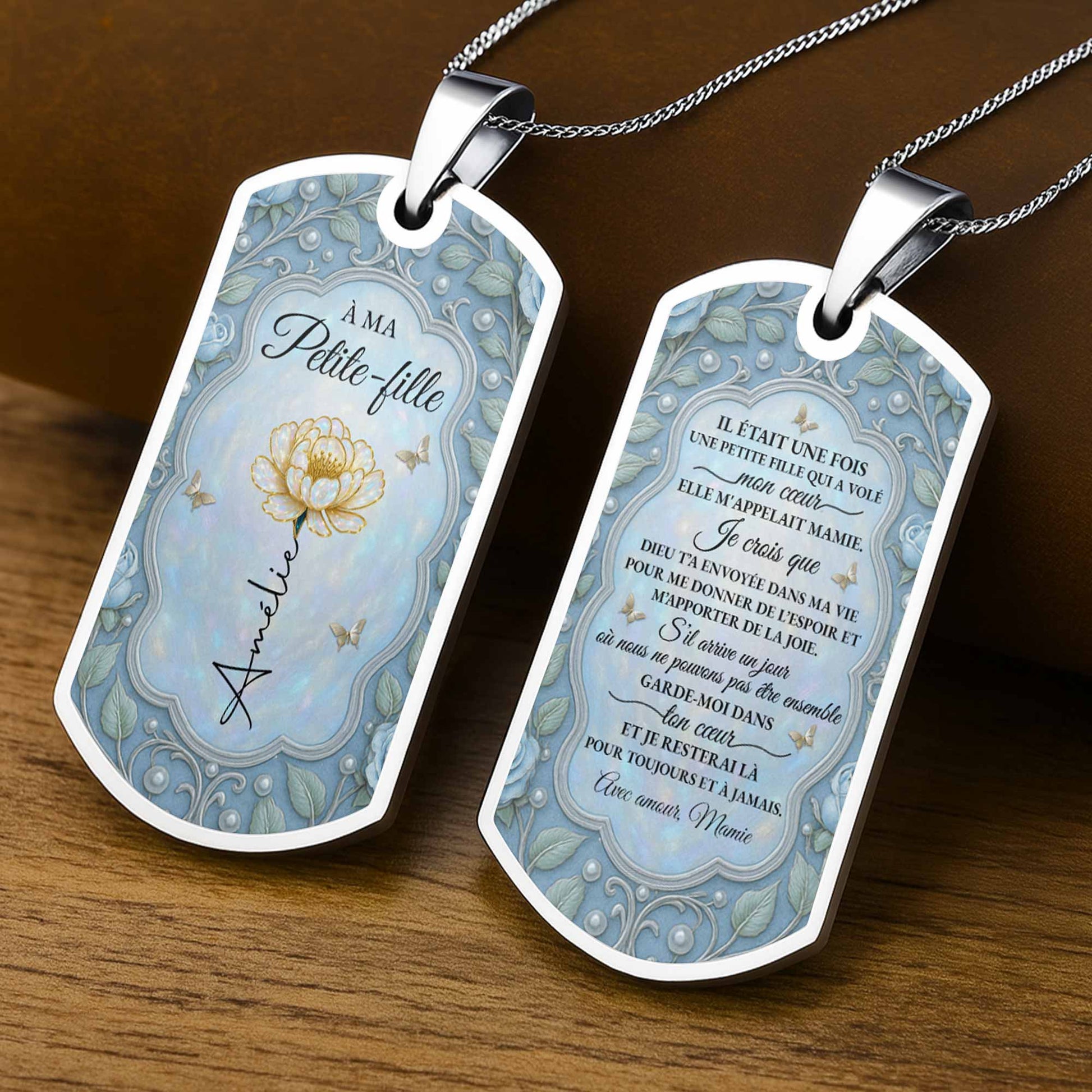 To My Beloved Granddaughter Flower Design Necklace